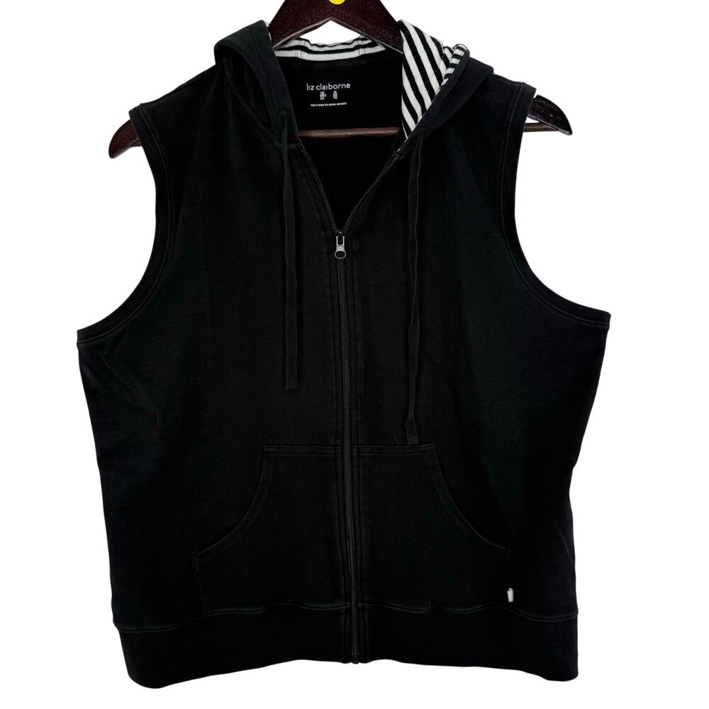 Liz Claiborne Black Hooded Vest XL